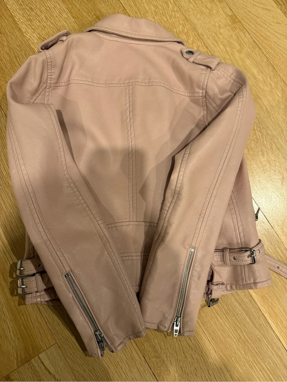 Girls Pink Faux Leather Moto Jacket - blank nyc brand
